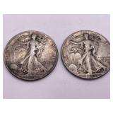 Two 1941 Walking Liberty Half Dollars