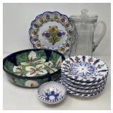 Painted Spanish Pottery, Glass Coffee Pot