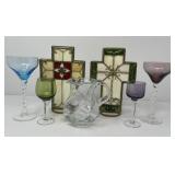 Glass Cross Tea Lights, Vintage Barware