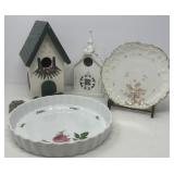 Birdhouses, Pie Plate, Limoge Plate