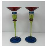 Pier One Colored Glass Candleholders