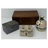 Bee Vase and Boxes, Wooden Boxes