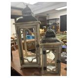 Two Farmhouse Wooden Lanterns