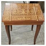 Italian Inlaid Wood Music Box Table