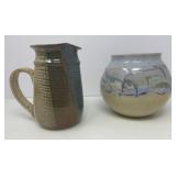 BOHO Hand Spun Pottery Vase, Pottery Pitcher