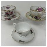 Decorative Three Cup and Saucer Sets