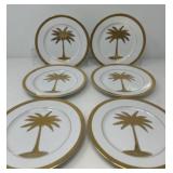 Six Godinger Gold Trim Dessert Plates, L. Kauri