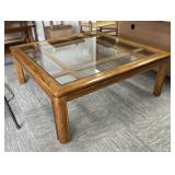 Wood Coffee Table with Glass Top