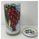 Italian, Painted Vase and Ashtray