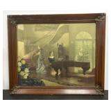 Vintage Signed Framed Print - Piano & a Violin