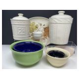 Canisters, Mixing Bowls and a Platter