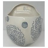 Blue and White Ceramic Wall Pocket