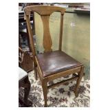 Oak Desk Chair with Leather Seat