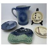 Stoneware Pitcher and Signed Pottery