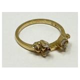 14K Gold Size 6.25 Ring with Clear Stones