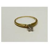 14K Gold Diamond Solitaire Ring, Size 6.25