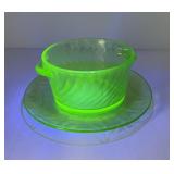 Uranium Glass Bowl and Plate