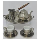Hammered Metal Traditional Turkish Coffee Set