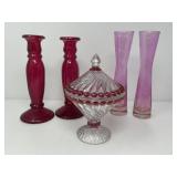 Colorful Candleholders, Vases, Candy Dish