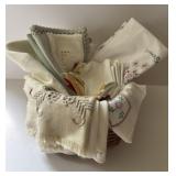 Basket Of Vintage linens