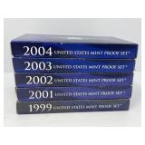 1999, 2001, 2002, 2003, 2004 US Mint Proof Sets