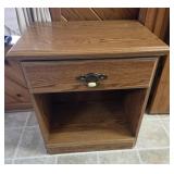 Oak Laminate Bedside Table with Drawer and Shelf