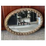 Oval Mirror with Gold Frame