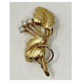 14K Gold Brooch with Pearls