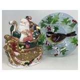 Christmas Glass Bowl, Santa Cookie Jar