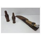 Vintage Duck Calls amd Hunting Knife