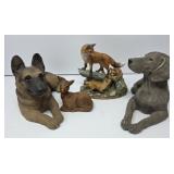 Resin Dogs and Deer and Ceramic Fox