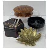 Trinket Boxes with Brass Leaf and Ash Tray