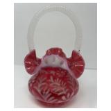 Fenton Cranberry Ruffle Basket