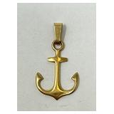 14K Gold Anchor Pendant