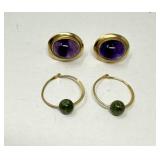 14K Stud and Hoop Earrings with Stones