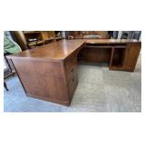 L-Shaped Office Desk, Mission Style Oak
