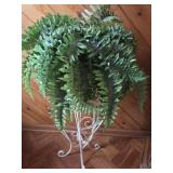 Metal Wrought  Iron Fern Stand with Faux Fern