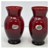 Pair of Anchor Hocking Royal Ruby Vases
