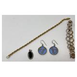 Sterling Bracelets, Earrings and Pendant