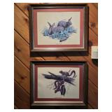 Framed Wild Life Prints Signed Rabbits Squirrels