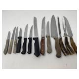 Assortment of Knives and Vintage Carving Set