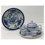 Miniature Tea Set with Blue and White Asian Bowl