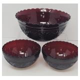 Ruby Red Anchor Hocking Depression Glass Bowls