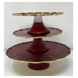 Red Glass Cake Plates