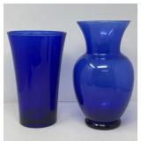 Two Cobalt Blue Glass Vases