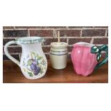Ceramic Pitchers And Churn