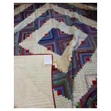 Handmade Quilt Log Cabin Pattern with Pillowcases