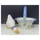 Ceramic Duck, Pfaltzgraff Basket