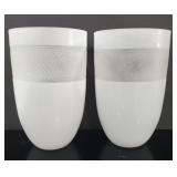 White and Frosted Glass Textured Vases