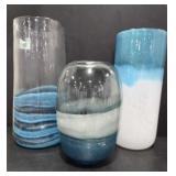 Three Blue Art Vases